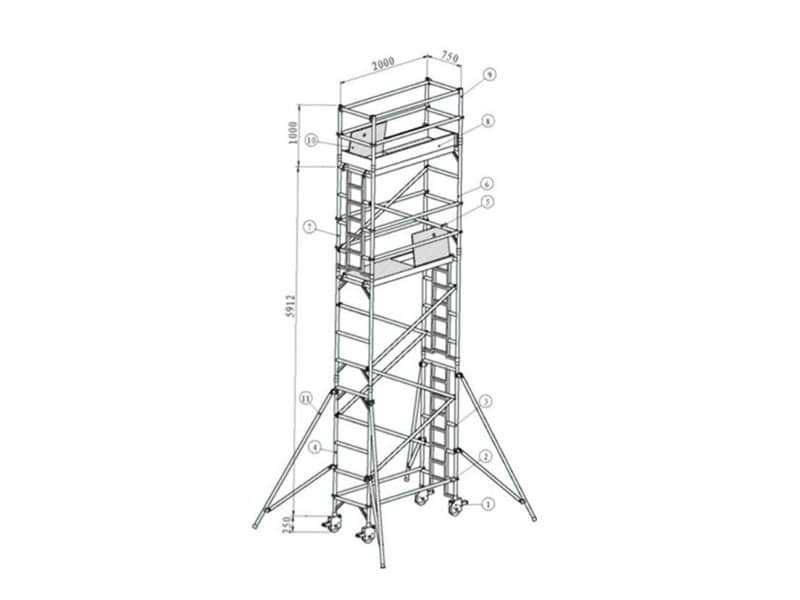 6.16米單寬鋁合金腳手架